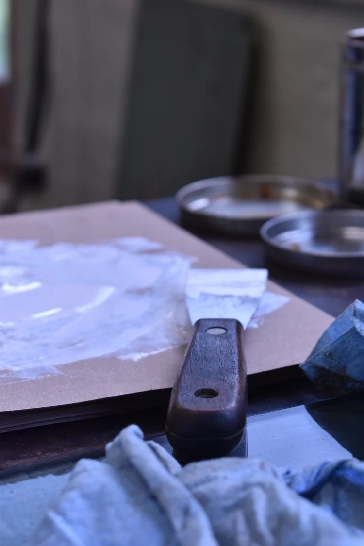 Ink knife and mixing slab